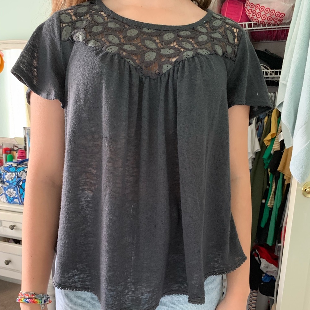 Grey and lace blouse